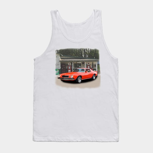 1976 Camaro in our filling station series on front and back Tank Top by Permages LLC